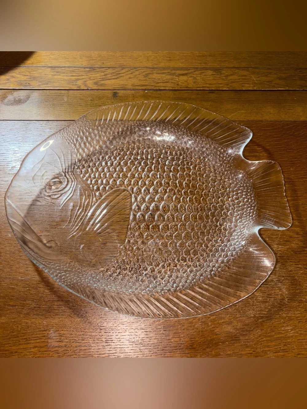 Clear Glass Fish-Shaped Serving Platter - Transparent